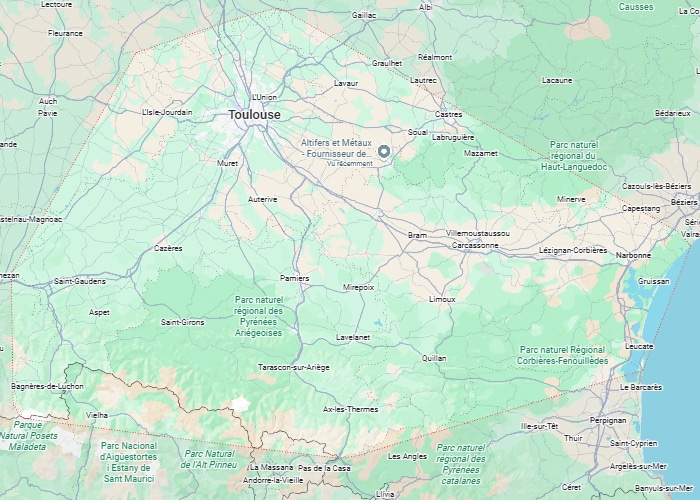 Carte de Toulouse et de l'Occitanie : Guide des Pyrénées Carte détaillée d'Occitanie incluant Toulouse, Carcassonne et les parcs naturels régionaux des Pyrénées.